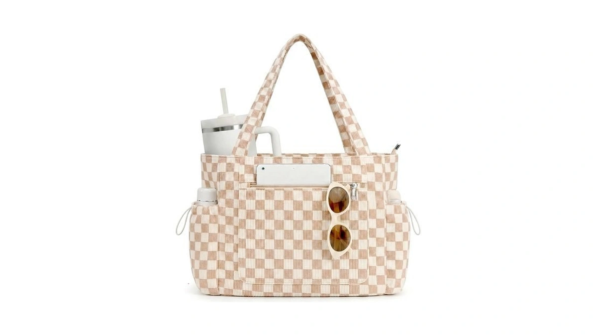 Lotezava Corduroy Tote Bag For Women, Work Bag With 15.6"