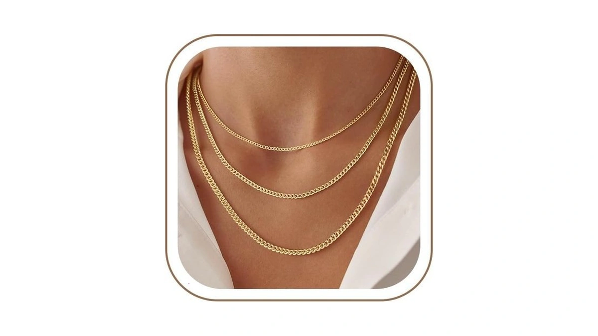 Turandoss 3pcs Layered Necklaces For Women Dainty 14k Gold Plated
