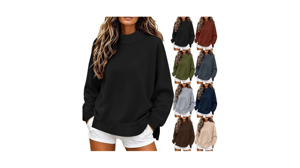 Sweatshirt For Women Fall Oversized Pullover Mock Neck Sweatshirt