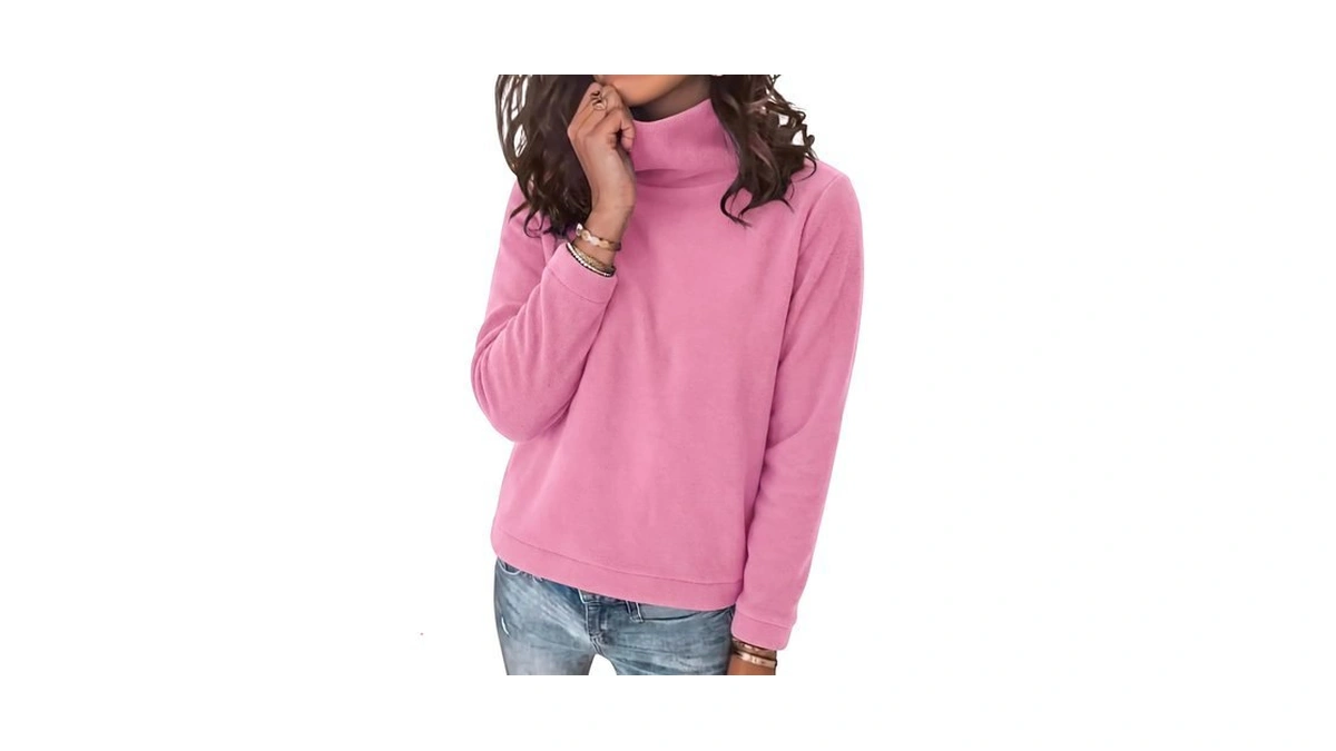 Fisoew Womens Turtleneck Sweatshirt Fleece Oversized Pullover Casual Tops