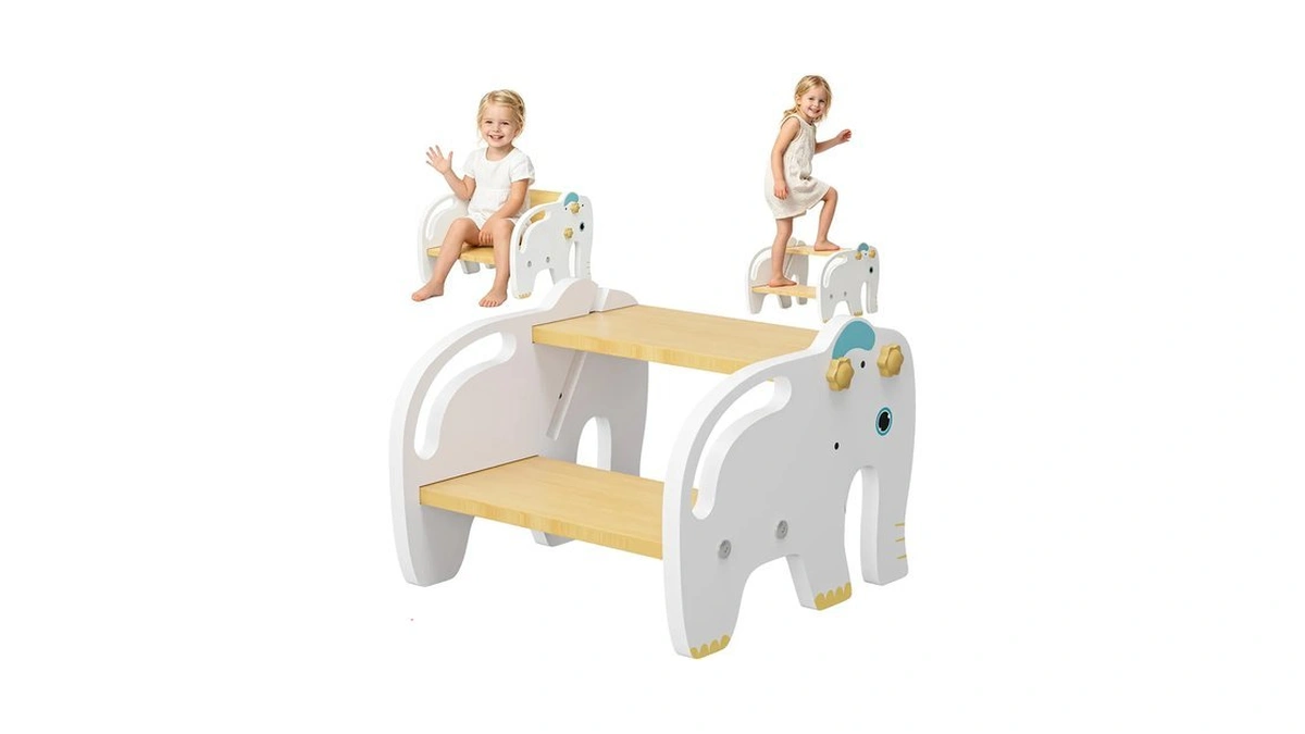 Topkid Toddler Step Stool For Bathroom Sink, Wooden 2 Step