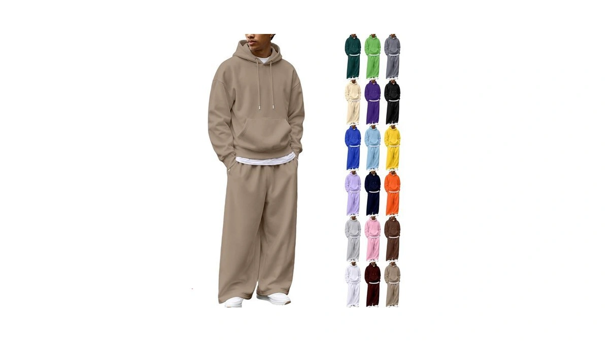 Men's Jogging Suits Hooded Sweatshirt Baggy Sweatpants Outfits 2 Piece