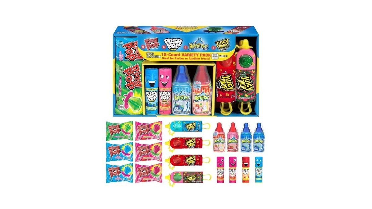 Candy Variety Pack, 18 Count Assorted Lollipops, Bulk Individually Wrapped