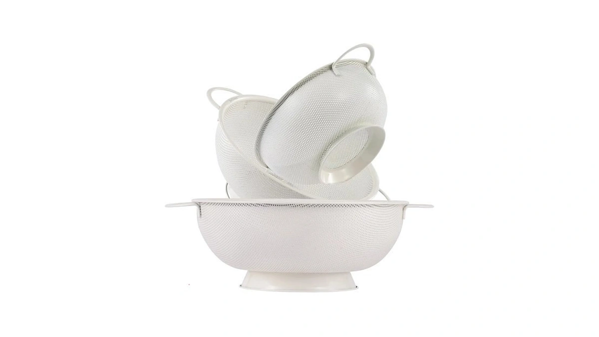 Stainless Steel Colander 3 Piece,metal Strainer Basket With Solid Base