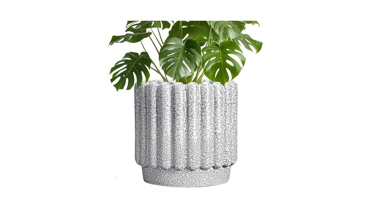 Ceramicfor Ceramic Flower Pot, 9.6 Inch, Black And White