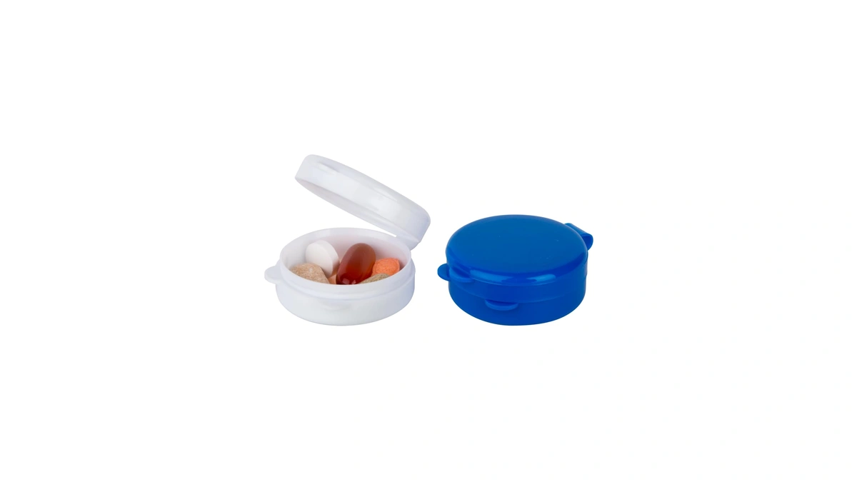 Ezy Dose Daily Round Pocket Pharmacy, Portable On-the-go, Pill Box,