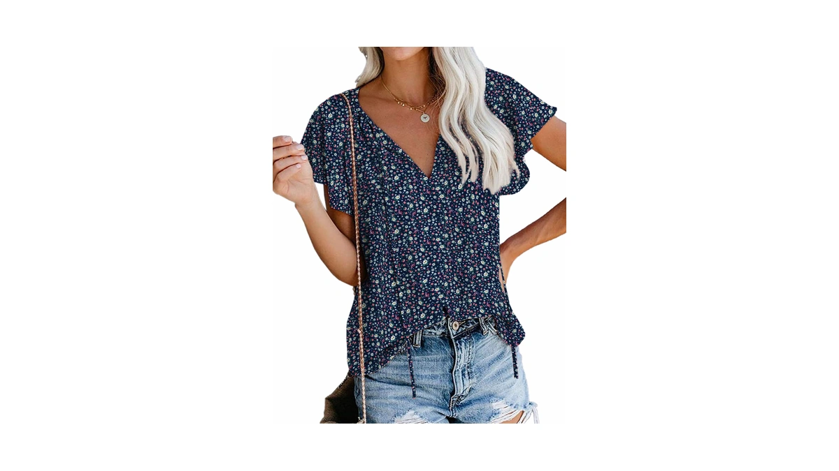 Floral Blouses For Women Boho Vacation Ruffle...