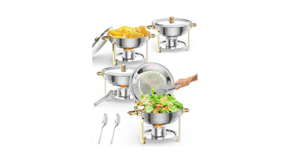 Garveehome Chafing Dishes For Buffet 4 Pack, 5 Qt Round