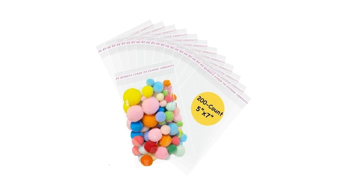 Yeaban 5"x7" Clear Self-sealing Cellophane Bags,200-count