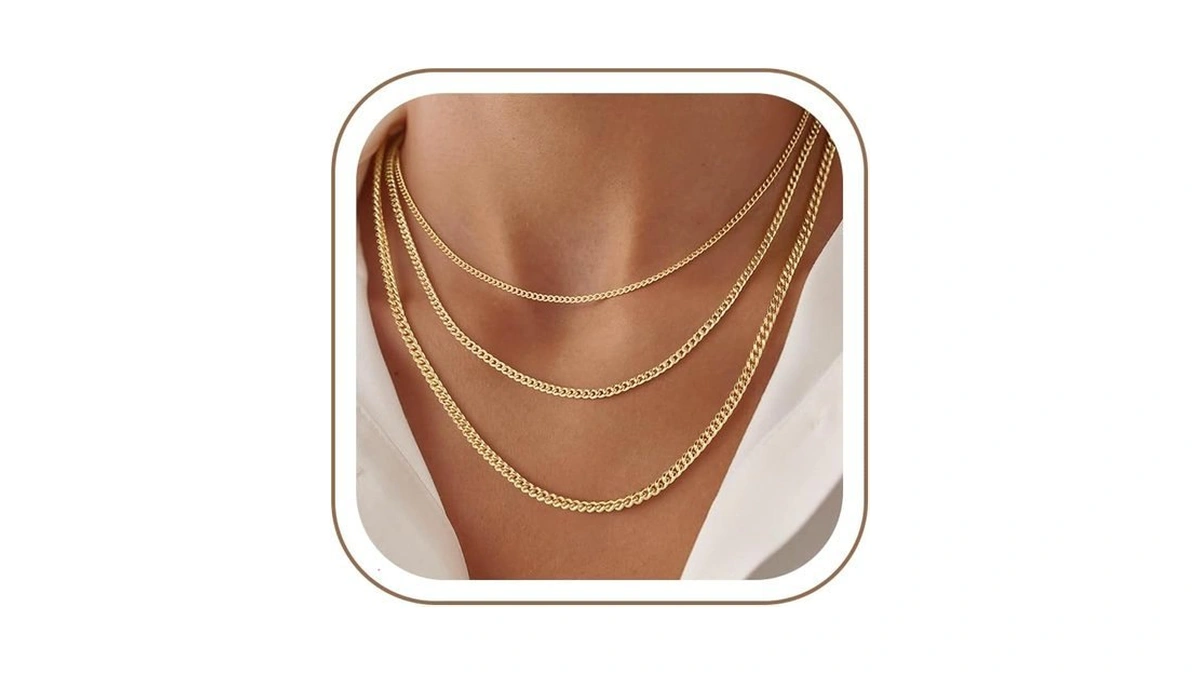 Turandoss Gold Layered Necklaces For Women Dainty 14k Gold Plated