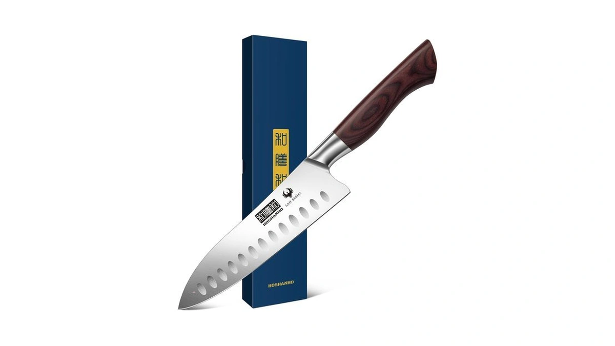 Hoshanho 7" Chef Knife,razor-sharp Santoku Knife With Ergonomic Wood Handle