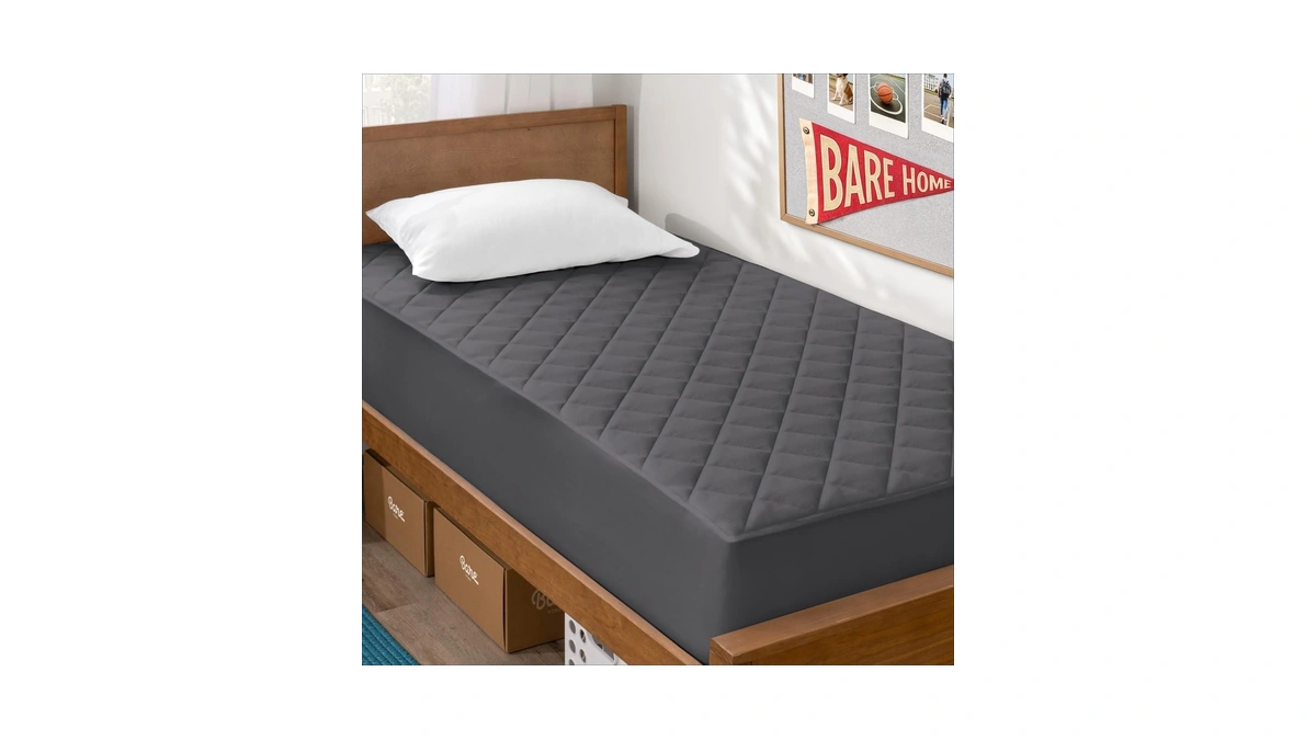 Bare Home Quilted Fitted Mattress Pad (twin Xl, Grey)