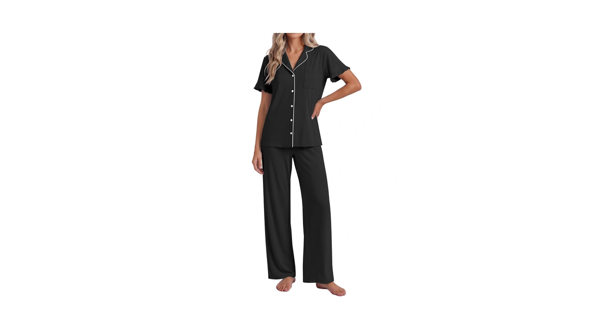 Ekouaer Pajamas For Women Set Button Soft Pjs