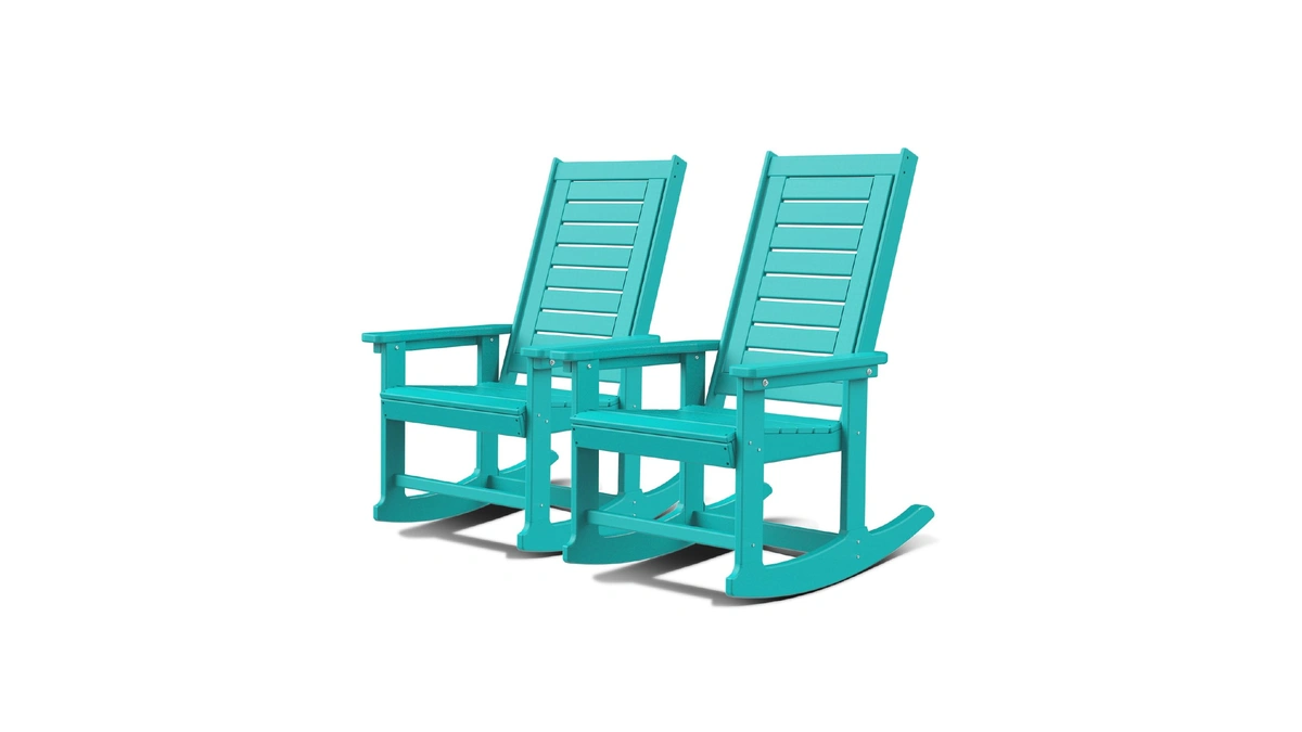 Greenvines Oversized Outdoor Rocking Chairs Set Of 2, Hdpe Rocker,