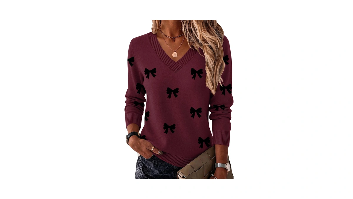 Zeagoo Womens V Neck Sweaters Long Sleeve Tops Lightweight Fall