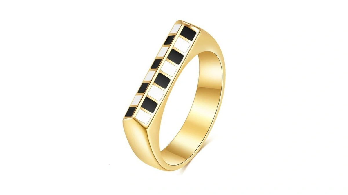 Myneney Stainless Steel Square Shape Signet Style Classical Simple Plain