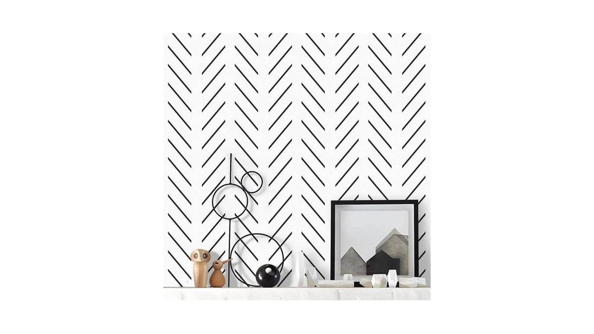 Orainege Black And White Peel And Stick Wallpaper Herringbone Contact