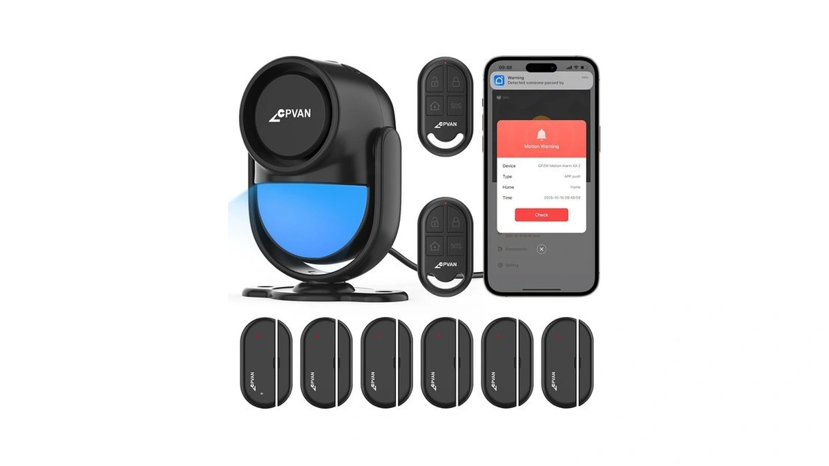 Cpvan Wifi Motion Sensor Alarm System, 125db Smart Pir Motion