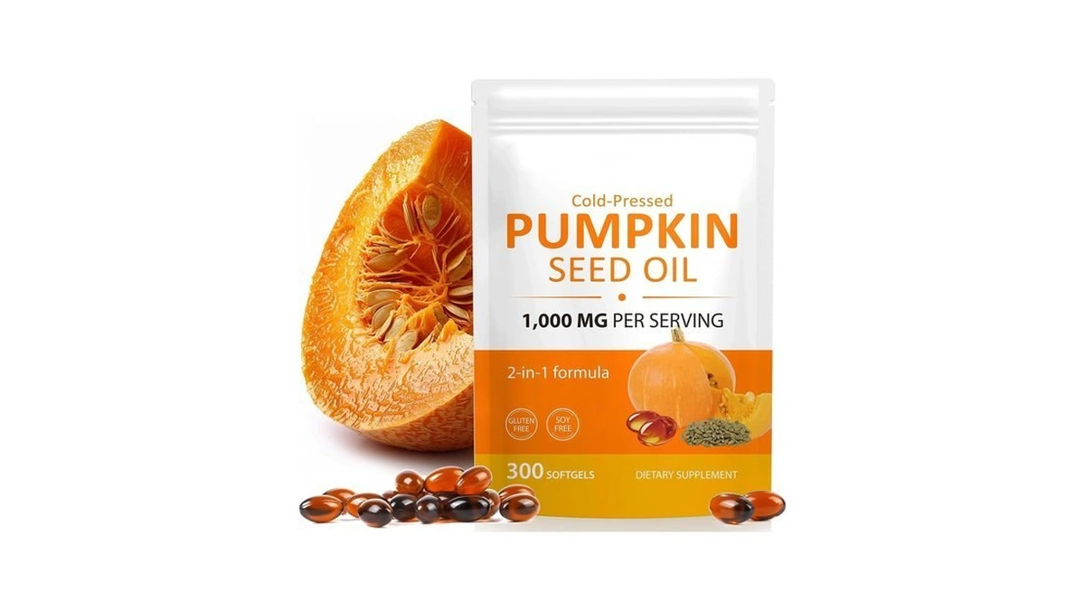 Organic Pumpkin Seed Oil With Saw Palmetto Softgels, Cold-pressed With