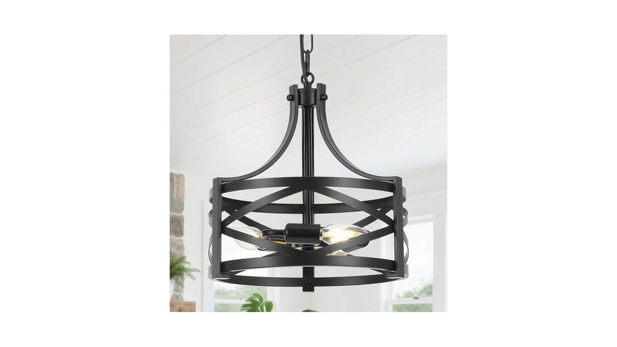 Mgcanyu 3-light Black Chandelier, 12 Inch Farmhouse Chandelier Dining Room