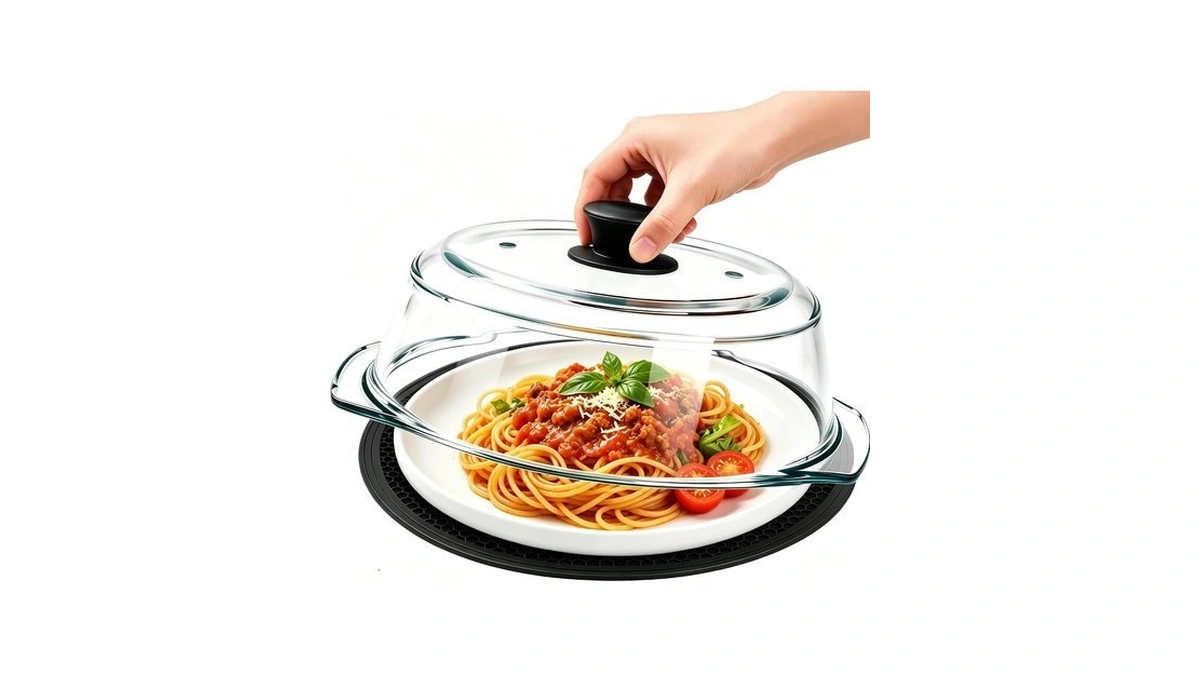 2 In 1, Tall Glass Microwave Splatter Cover With Silicone