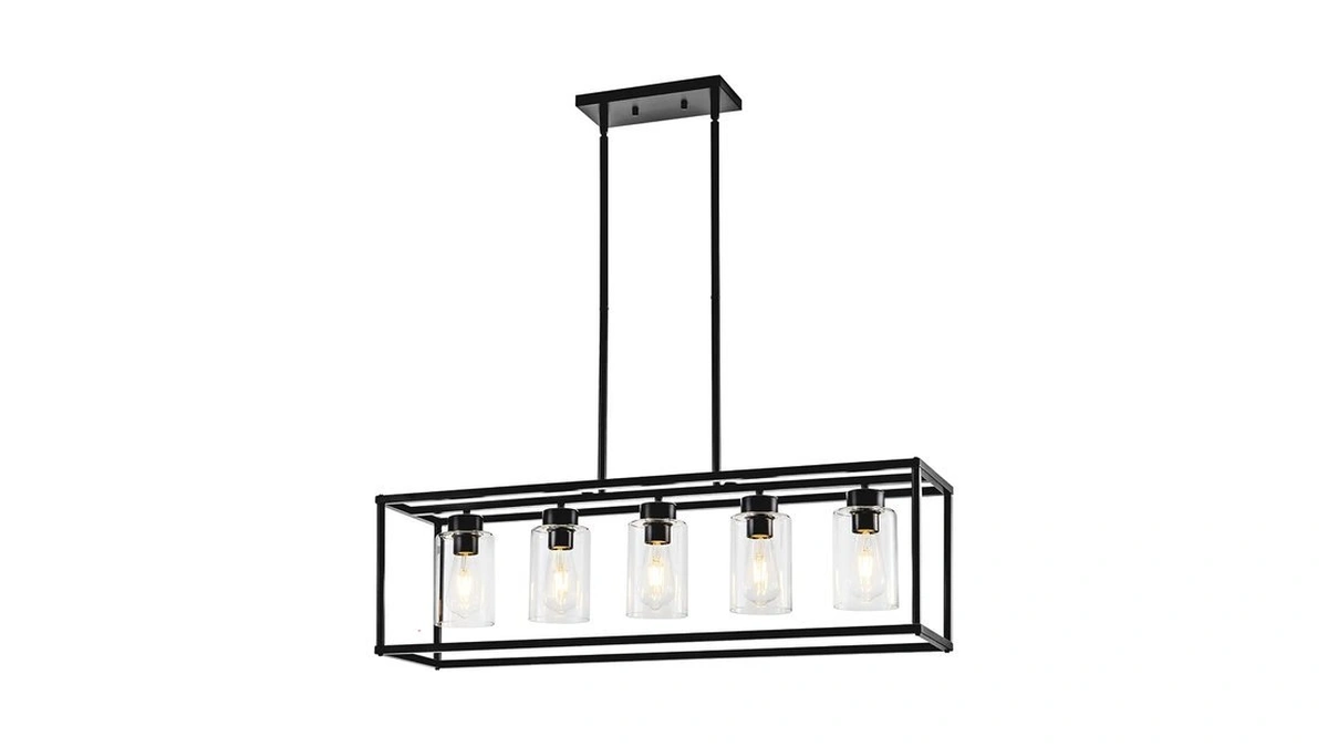 Hccz 5 Light Dining Room Light Fixture Matte Black Farmhouse