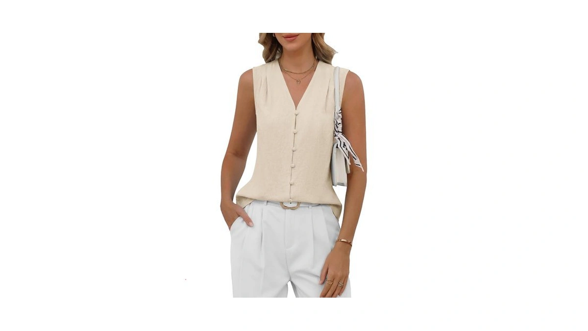 Zelroxa Womens Sleeveless Button Down Up Tank Tops Business Work