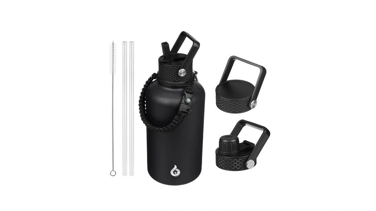 Bjpkpk 64oz Insulated Water Bottle, Half Gallon Water Jug With