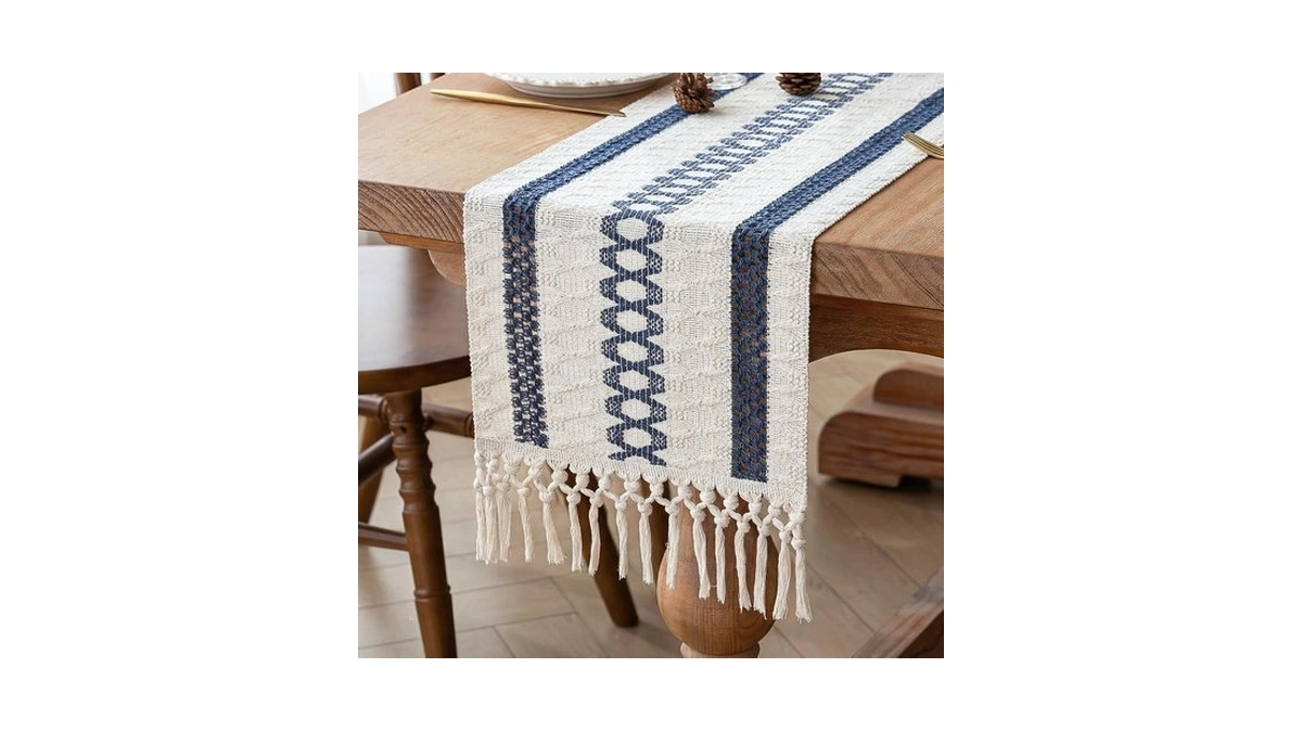 Fexia Fall Blue Table Runner For Coffe Table Home Boho
