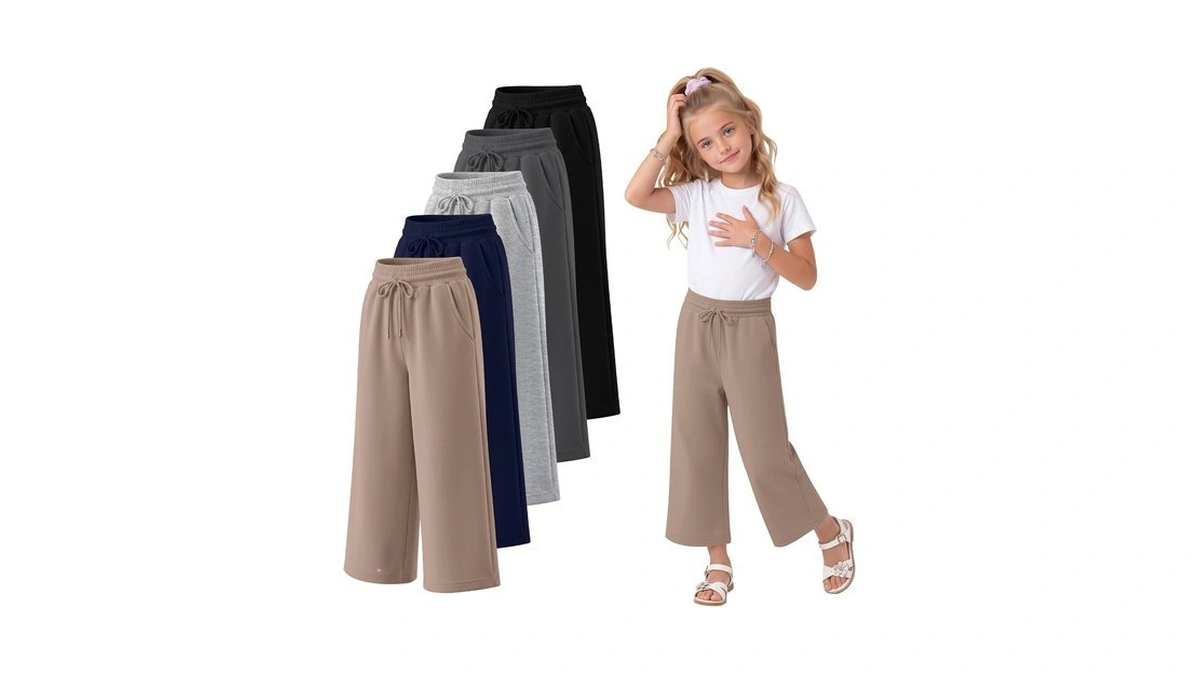 Lessonzoo 5 Pack Girls Capri Pants, 5-color, 7-8 Years