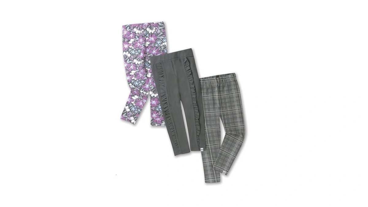 Honestbaby Organic Cotton Leggings Multipack, 3-pack Jumbo Floral Dusty Purple,