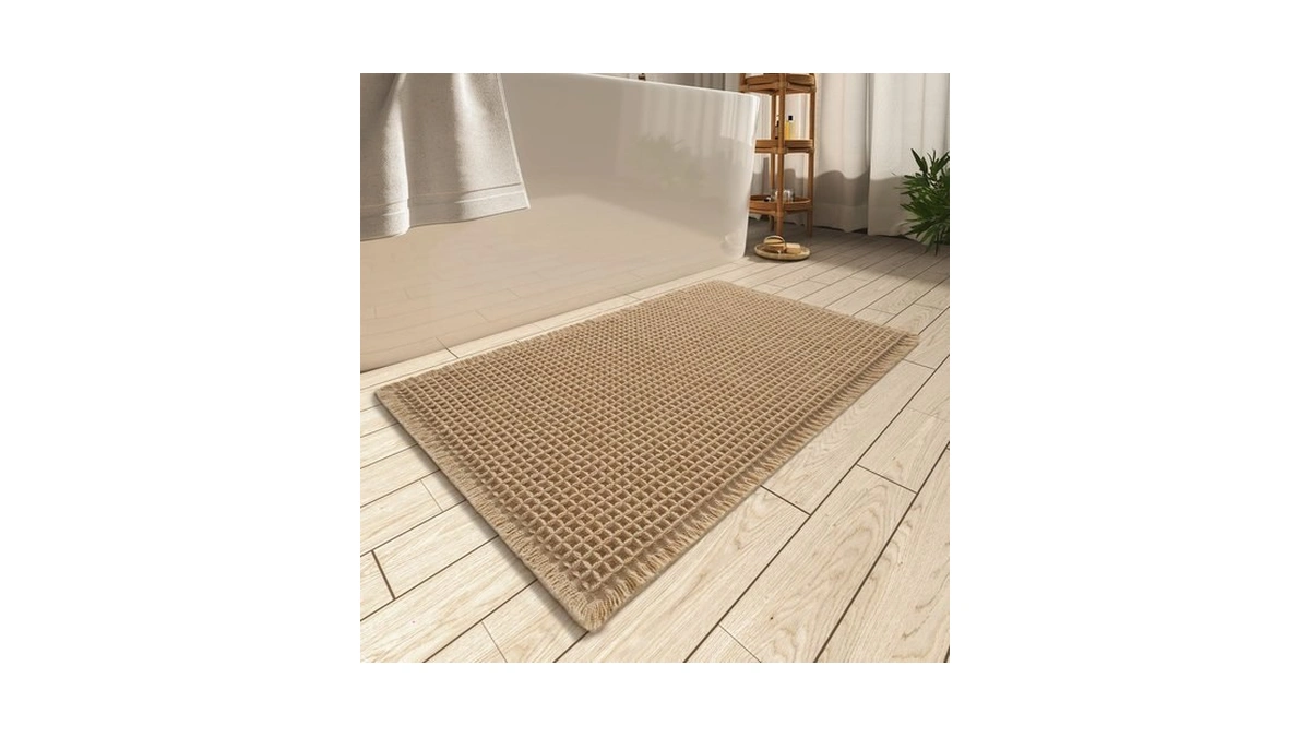 Upgraded Waffle Bath Mat Ultra Absorbent Non Slip Bathroom Mat,