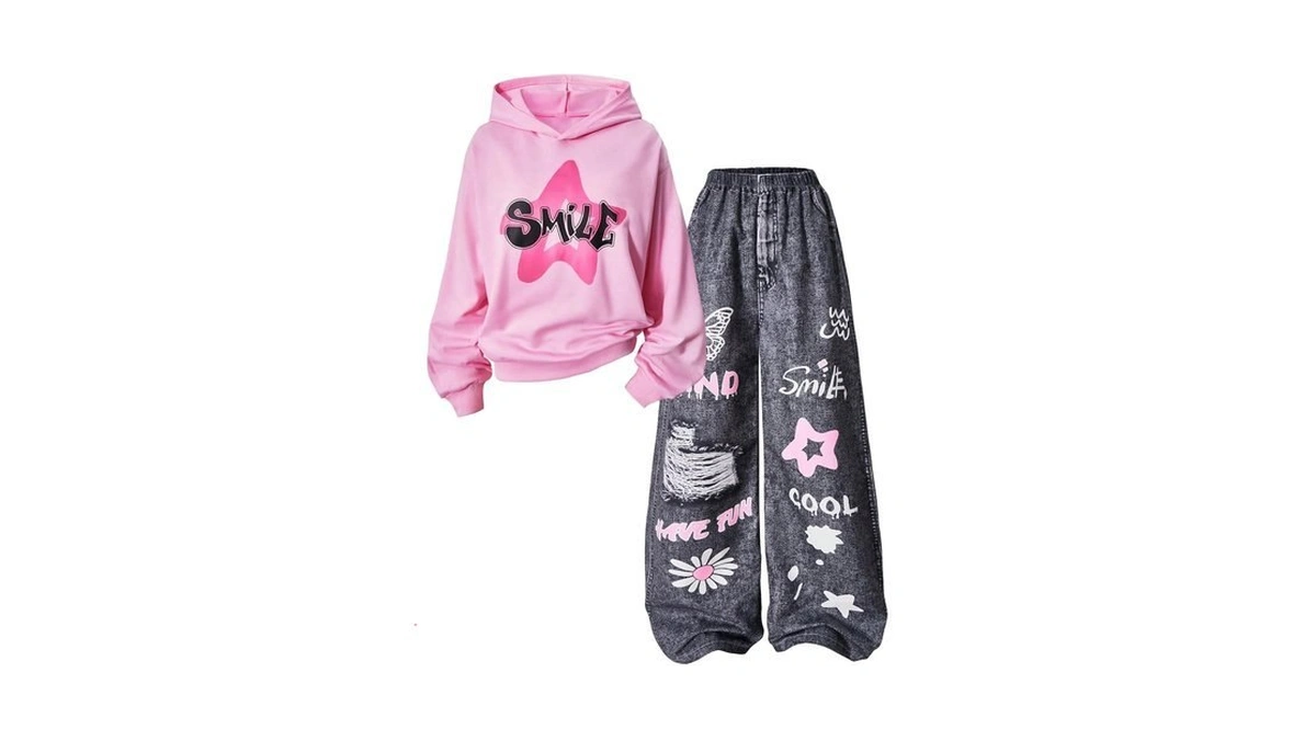Soly Hux Girl's Graphic Hoodies Pants Y2k 2 Piece Streetwear