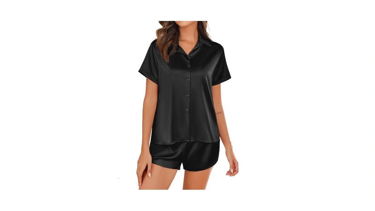Ekouaer Silk Pajamas For Women Short Sleeve Pajama Set 2