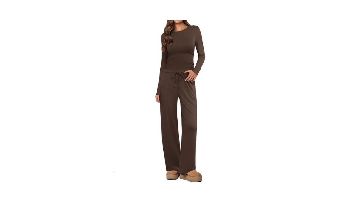 Ekouaer Women's 2 Piece Set 2026 Ruched Side Lounge Set