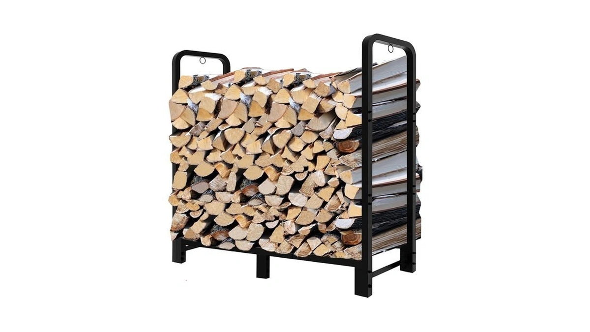 Fandature 4ft Firewood Rack Adjustable Fireplace Wood Holder For Outdoor