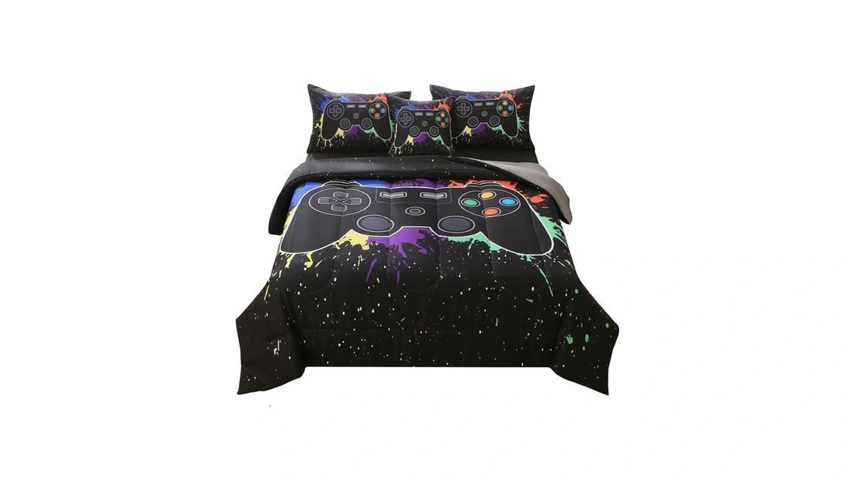 Jqinhome Full Gamer Comforter Sets For Boys, 6 Piece Bed