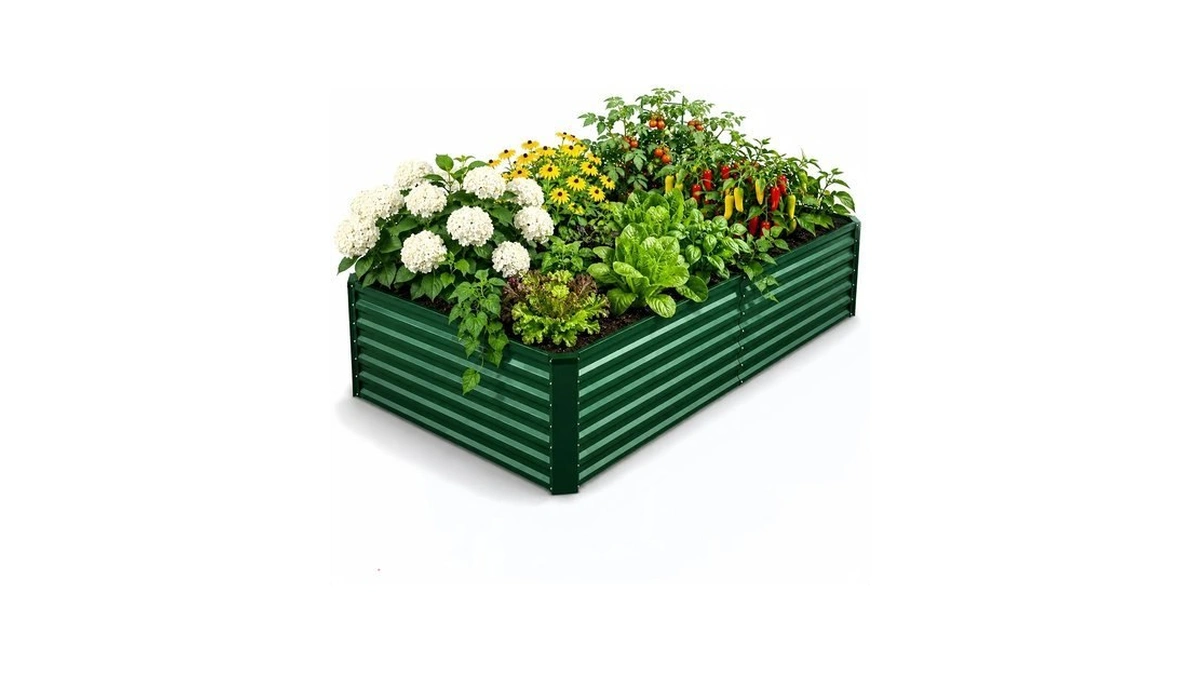 Hummuh Metal Raised Garden Bed, 6x3x2 Ft Galvanized Steel Planter