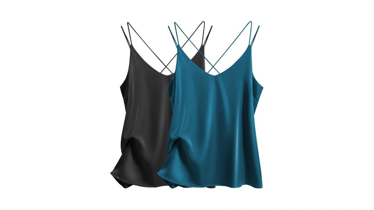 Ekouaer Womens 2-pack Silk Satin Camisole Sexy Cross Tank Top