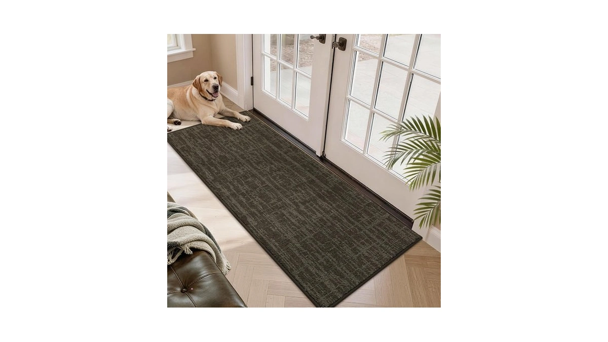 Dirt Trapper Door Mat Non-slip Washable Entryway Rugs,24"x60",brown