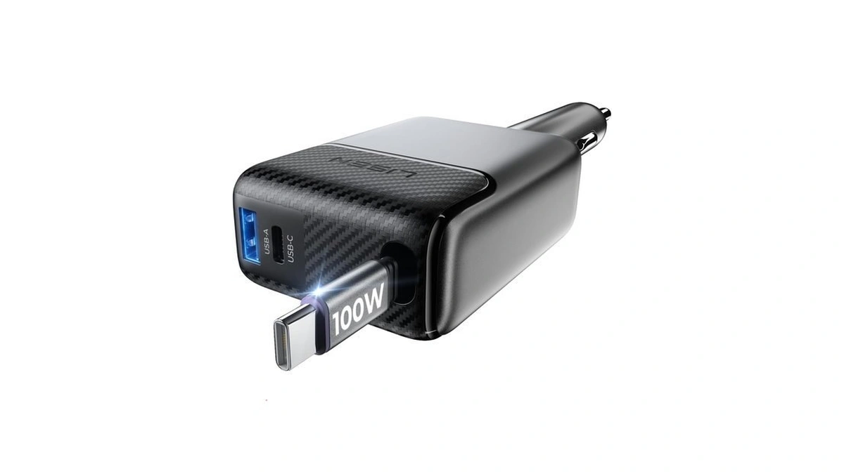 Lisen 100w Single Retractable Cable Car Charger, Usb C Super