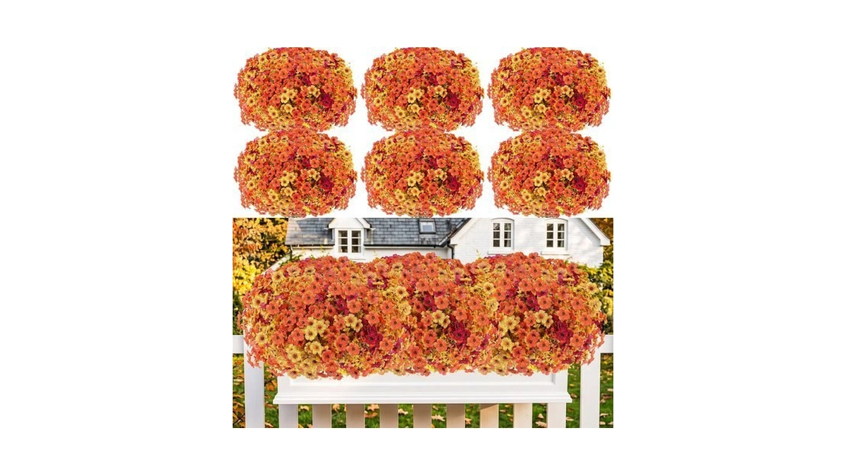 13 Bundles Artificial Fall Flowers Fake Mums For Outdoor (autumn