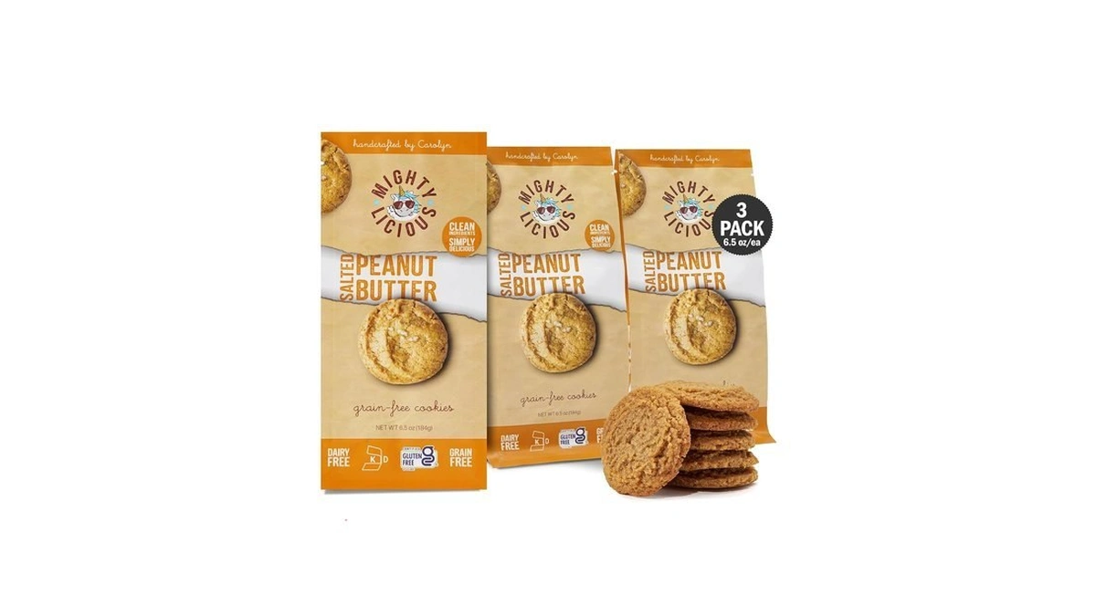 Mightylicious Salted Peanut Butter Grain-free Cookies - 6.5 Oz (3-pack)