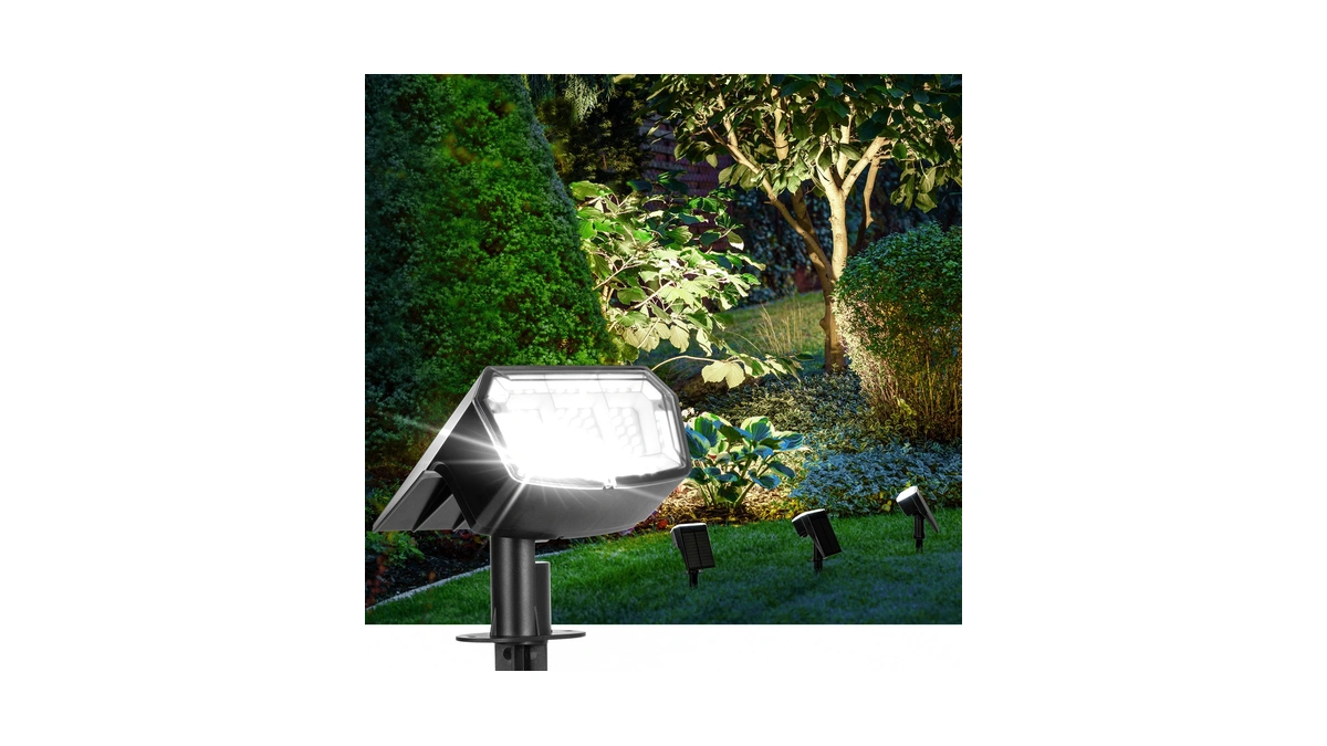 Auderwin Solar Spot Lights Outdoor Waterproof, 4 Packs, Cool White