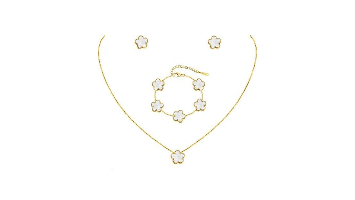 Ksf Gold Necklaces Bracelets Earring Set - 18k Gold Plated