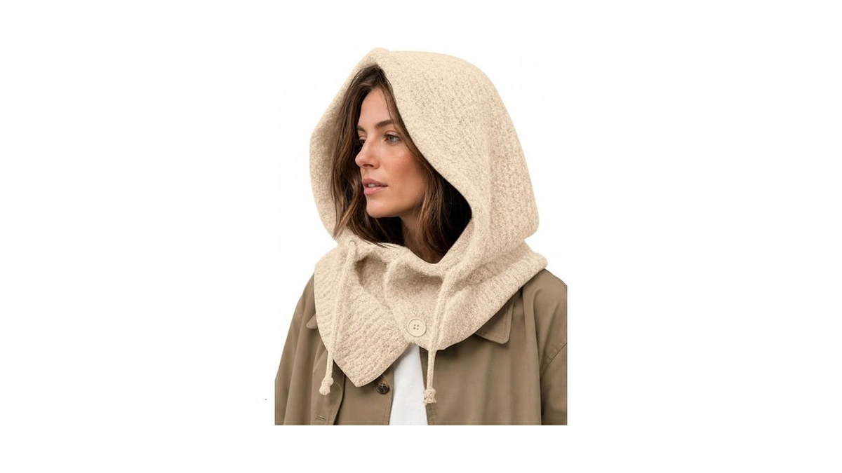 Saodimallsu Womens Balaclava Scarf Button Winter Warm Hats With Strings