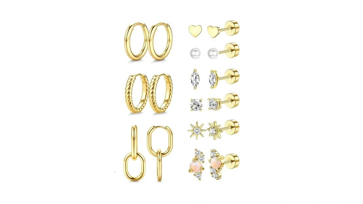Yadoca Hypoallergenic Surgical Steel Flat Back Stud Earrings For Women