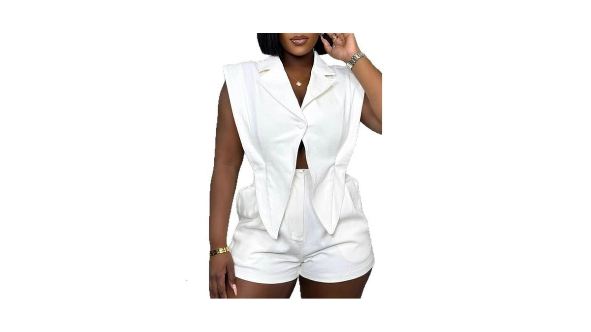 Lajiojio Women's Short White Romper,v Neck Sleeveless Jumpsuits One Piece