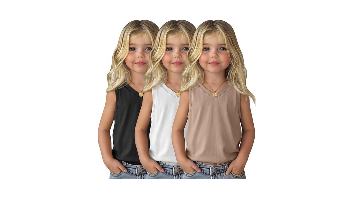Langyiwee 3 Pack Toddler Girls Tank Tops, 3-color, 3 Toddler