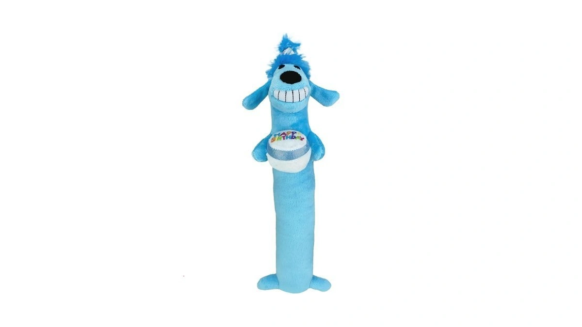 Multipet Loofa Dog Plush Toy W/ Birthday Hat - Squeaky